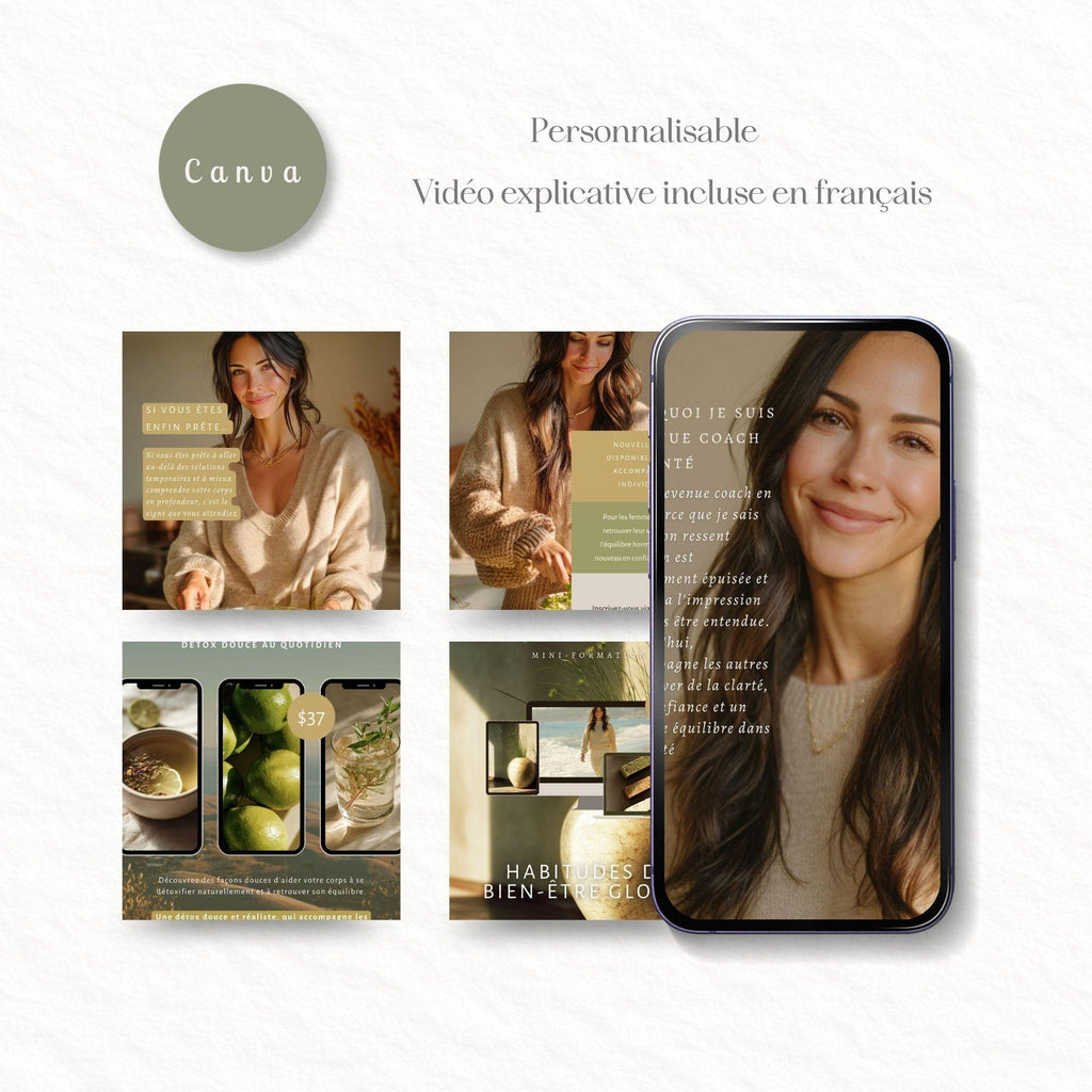 43 Templates Élégants | Modèle Instagram 4:5 | Canva en Français | Carrousel Personnalisable | Digital Download