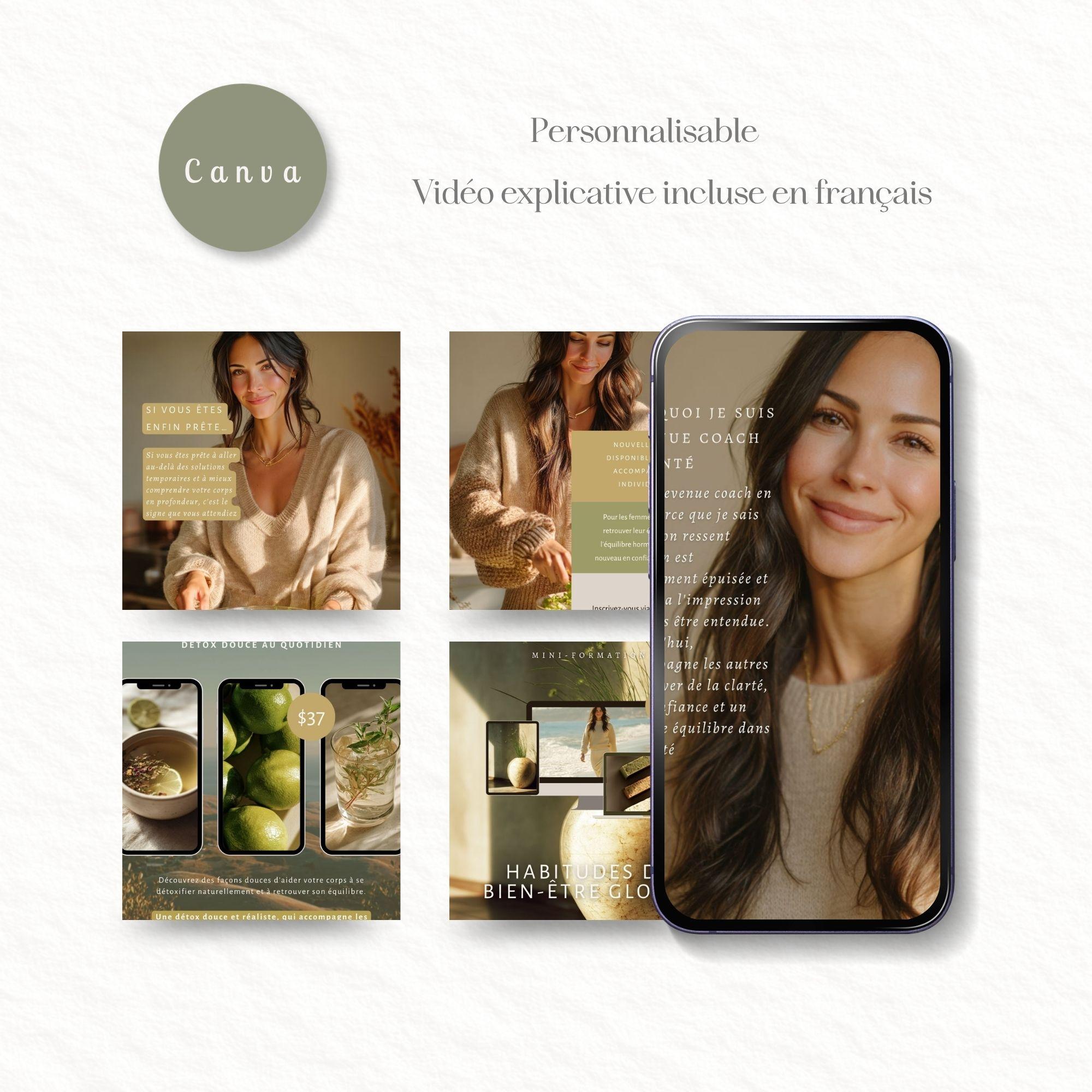 43 Templates Élégants | Modèle Instagram 4:5 | Canva en Français | Carrousel Personnalisable | Digital Download