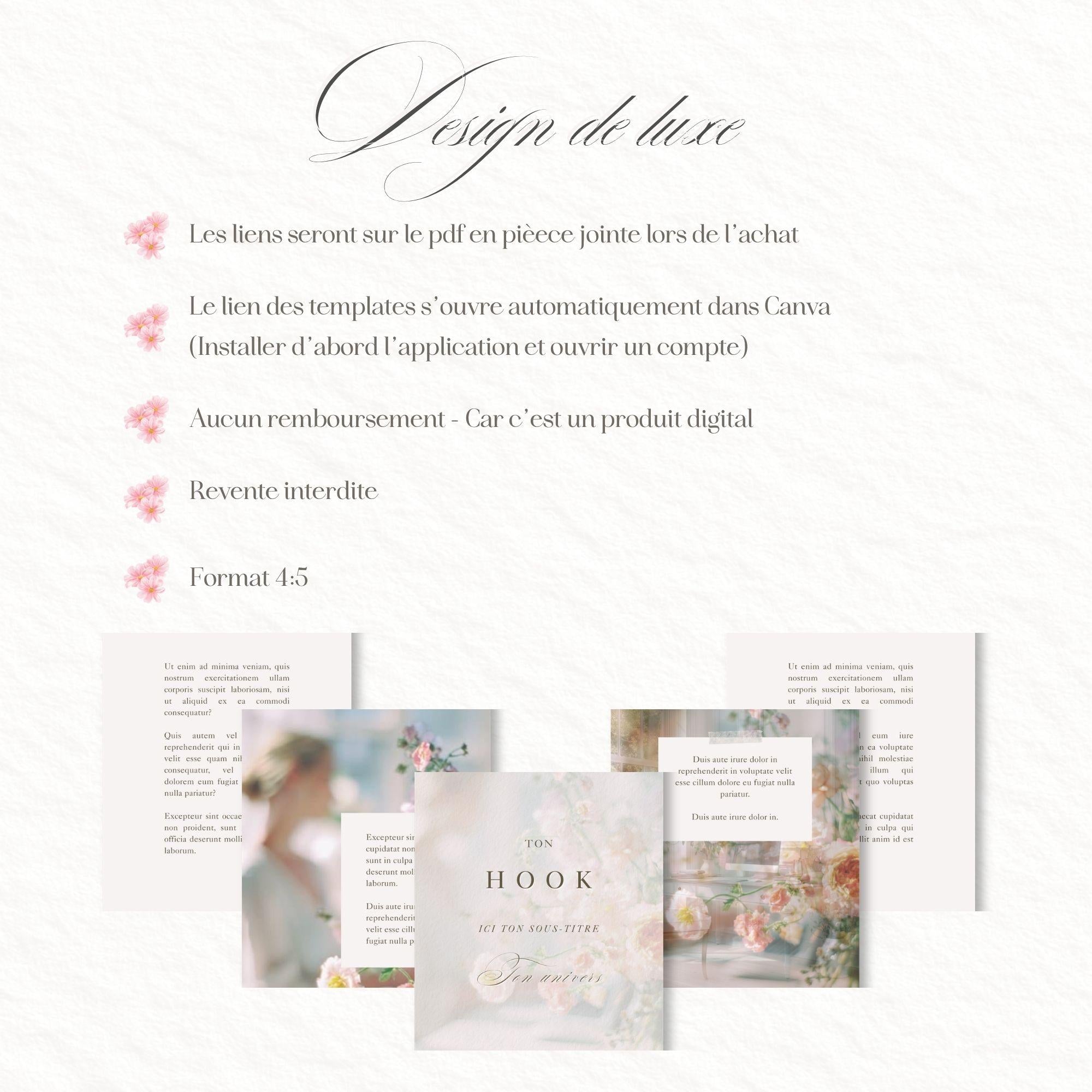 13 Templates Élégants | Modèle Instagram 4:5 | Canva en Français | Carrousel Personnalisable | Téléchargement instantané