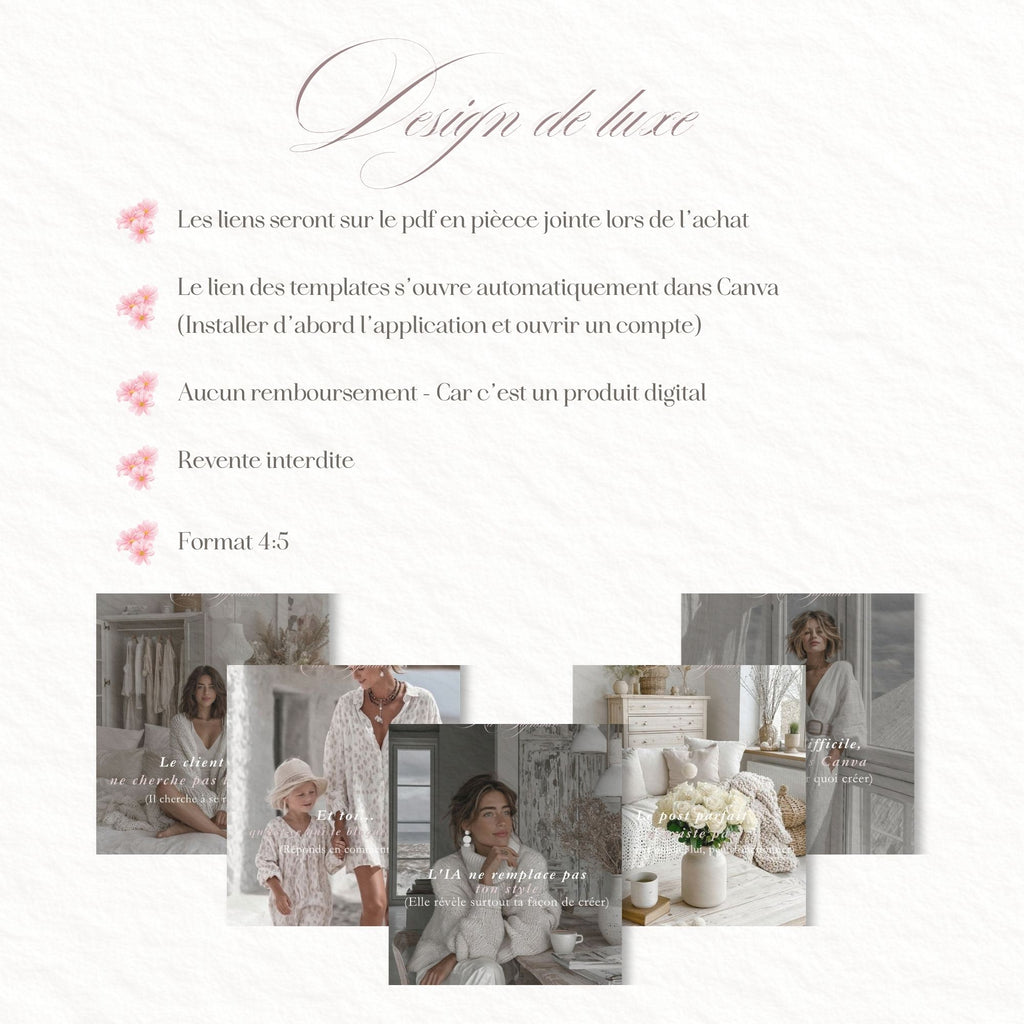 Carrousel Instagram Canva | 14 Templates Élégants | Modèle Instagram 4:5 | Canva en Français | Carrousel Personnalisable
