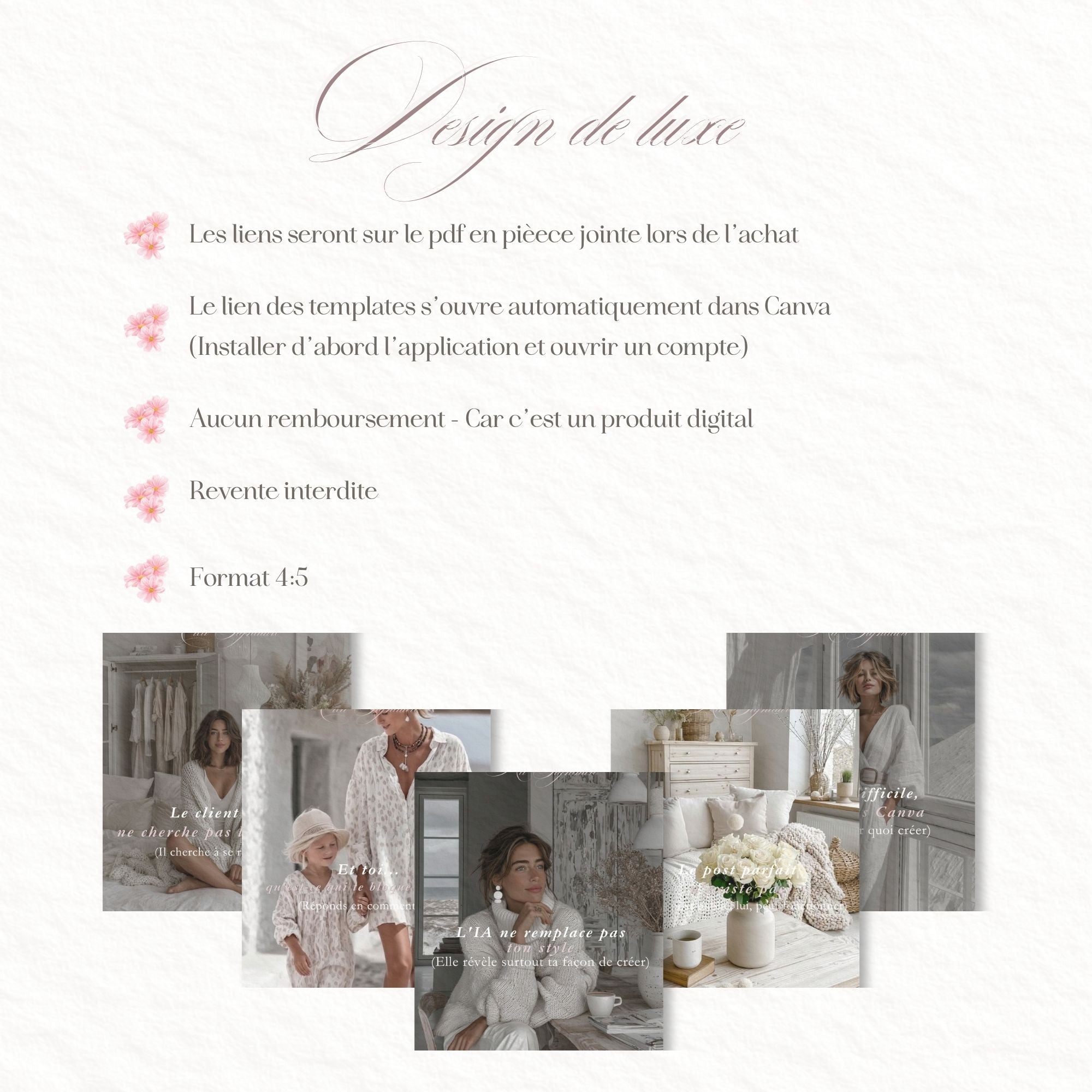 Carrousel Instagram Canva | 14 Templates Élégants | Modèle Instagram 4:5 | Canva en Français | Carrousel Personnalisable