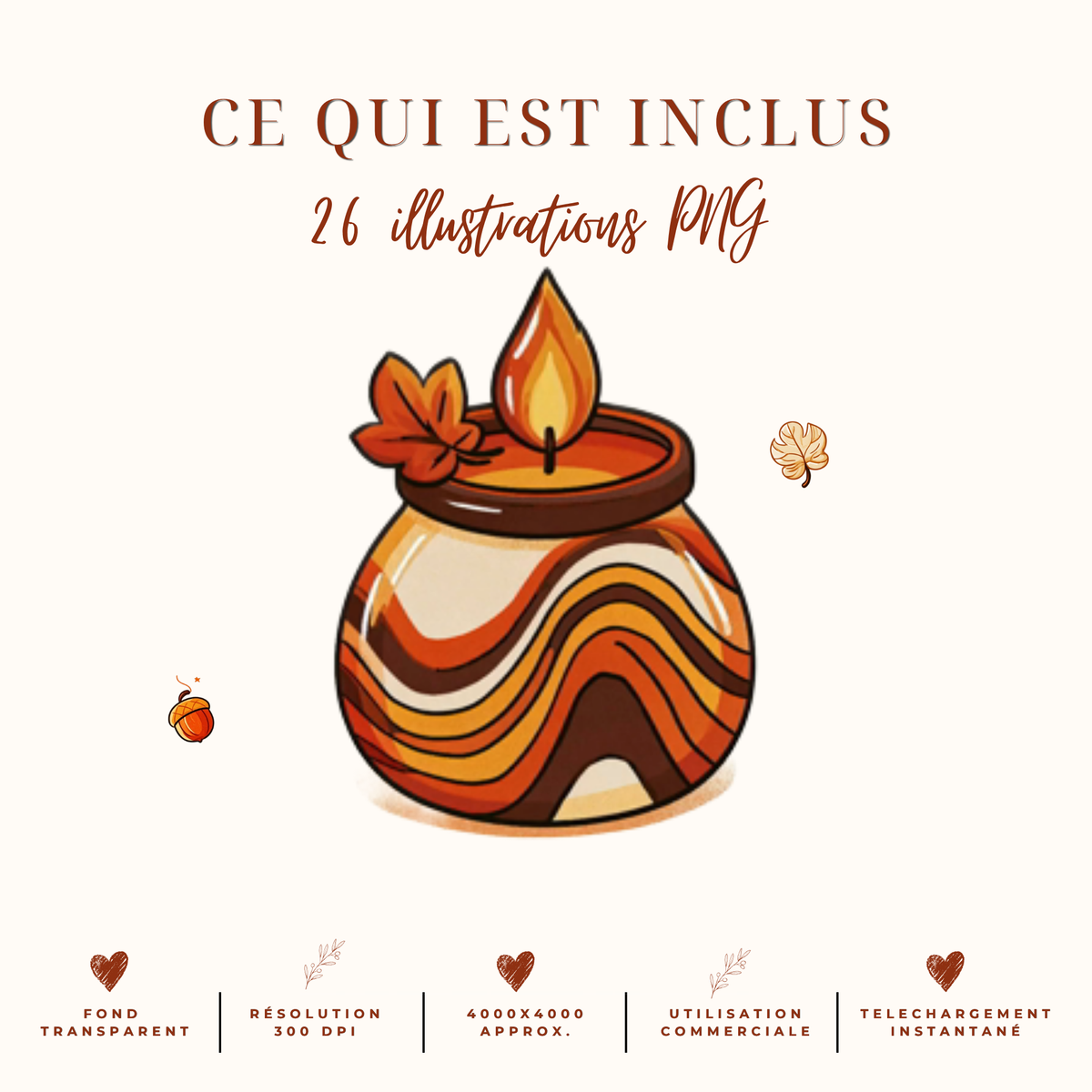 🍂 Automne Rétro — Collection de 26 cliparts