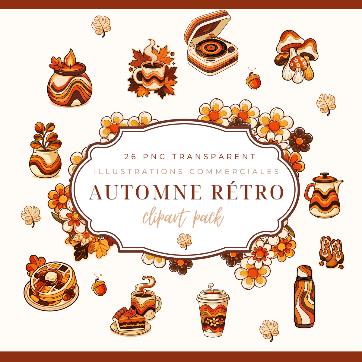 🍂 Automne Rétro — Collection de 26 cliparts