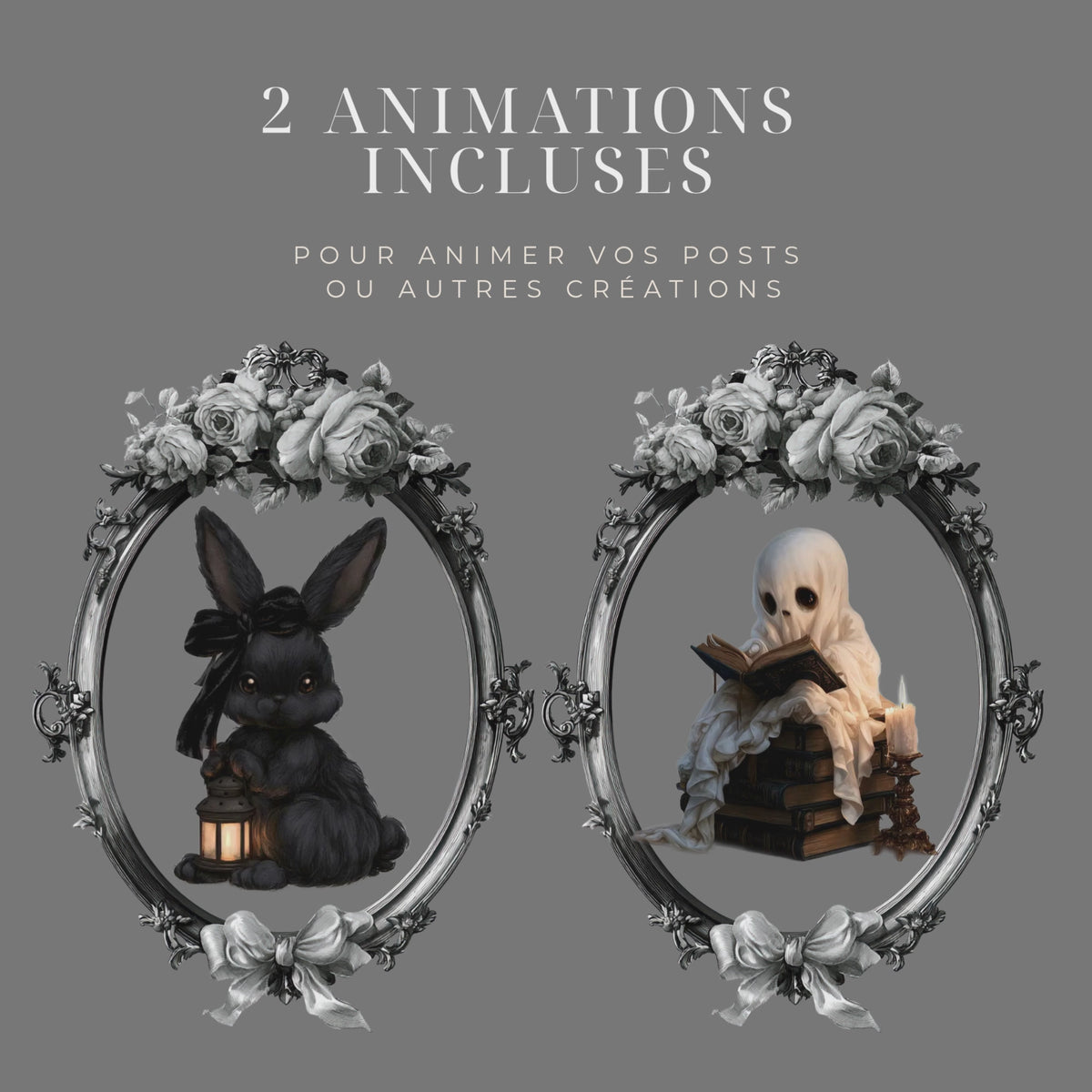 Collection "Les corbeaux de minuit" |  illustrations PNG | Fond transparent | 300 DPI | Bonus : 2 animations MP4