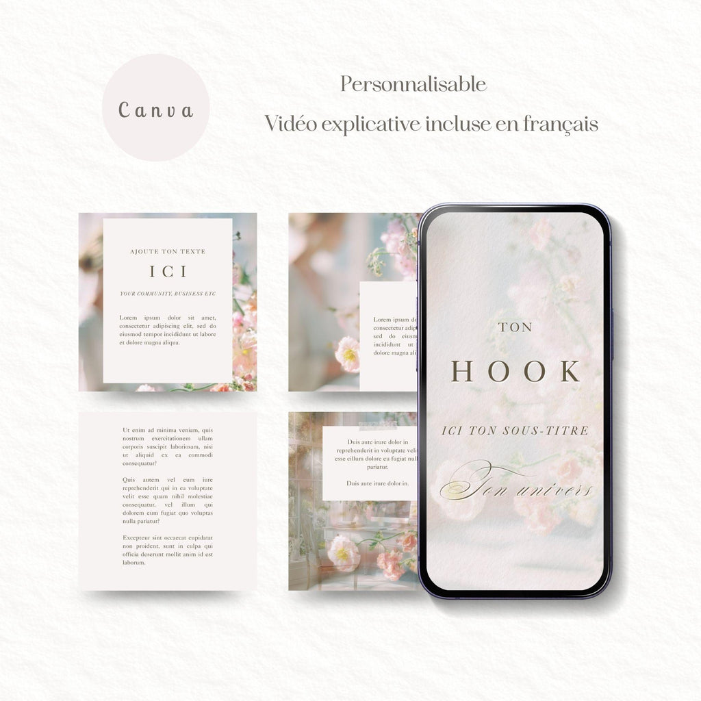 13 Templates Élégants | Modèle Instagram 4:5 | Canva en Français | Carrousel Personnalisable | Téléchargement instantané